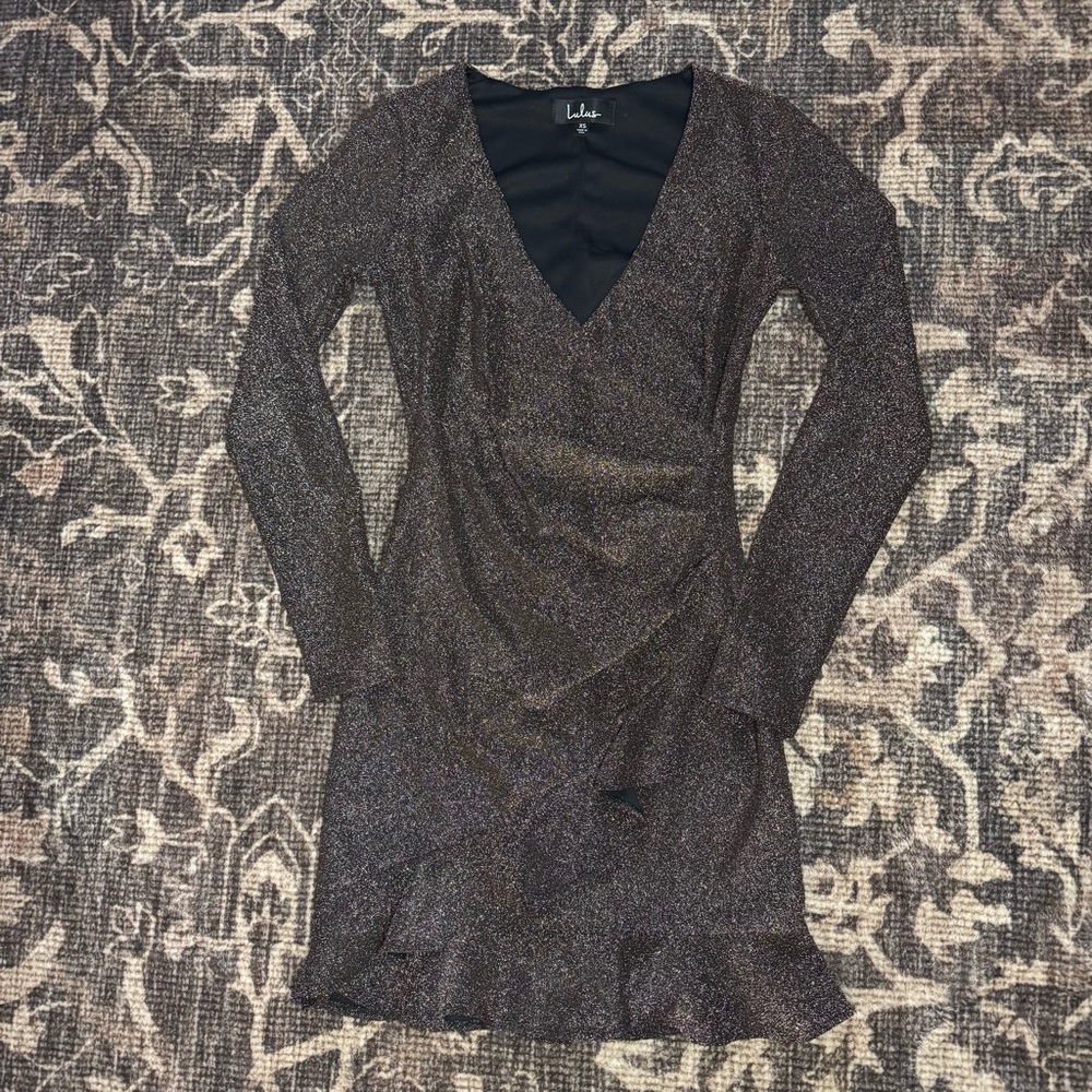 Lulu's Metallic Long Sleeve Dress